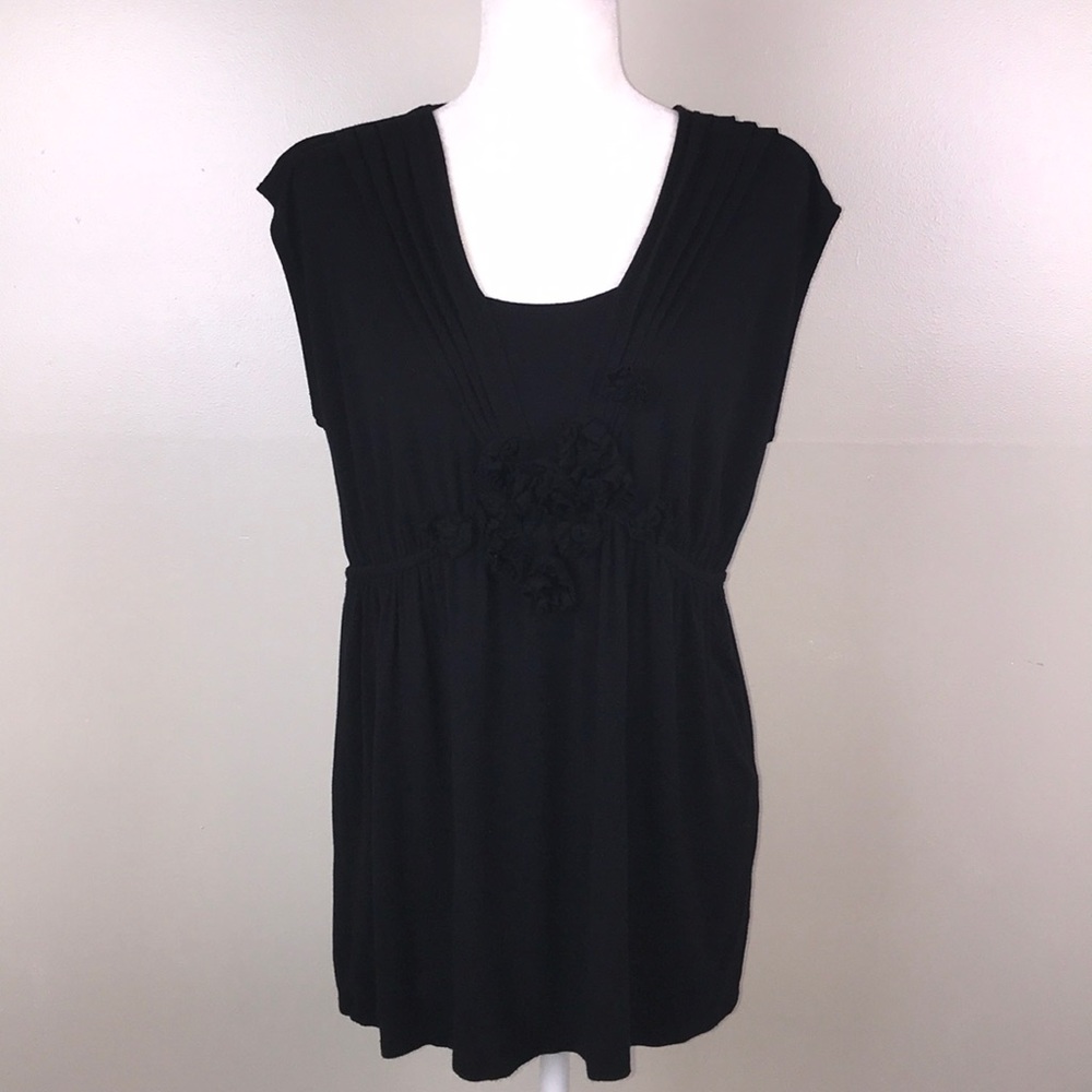 STYLE & CO Sleeveless Black Elastic Waist Top